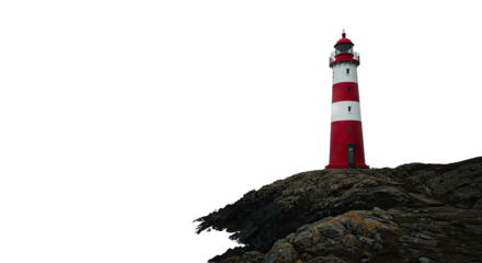  Red and White Striped Lighthouse PNG Isolated on Transparent Background