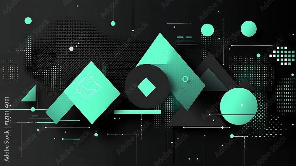 Poster abstract geometry in teal and black: a visually captivating abstract composition featuring geometric