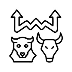 bulls and bears icon, bulls and bears line art - simple line art of bulls and bears, perfect for bulls and bears logos and icons