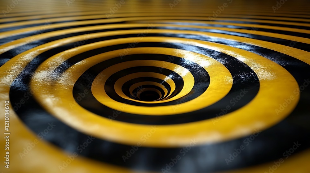 Poster hypnotic vortex: abstract rendering of a mesmerizing black and gold spiral vortex, creating a sense 