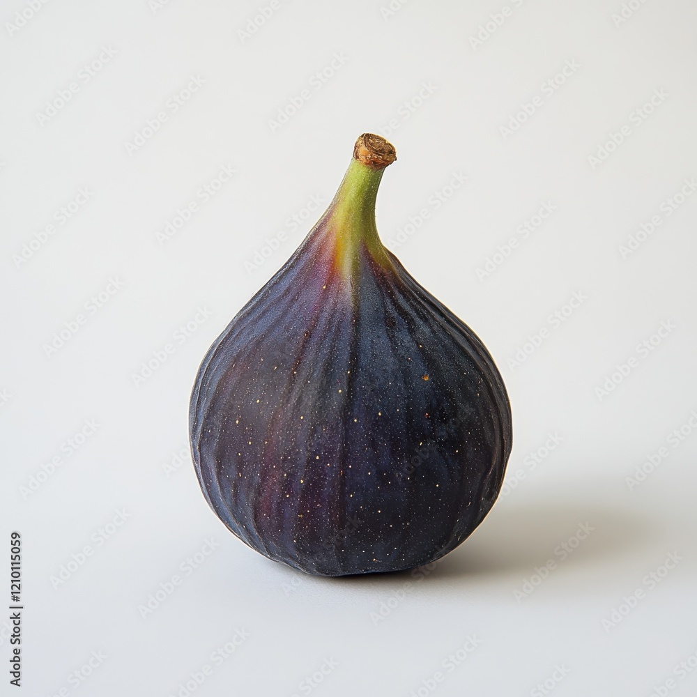 Poster fresh purple fig with soft skin displayed on a neutral background in natural light, emphasizing its 