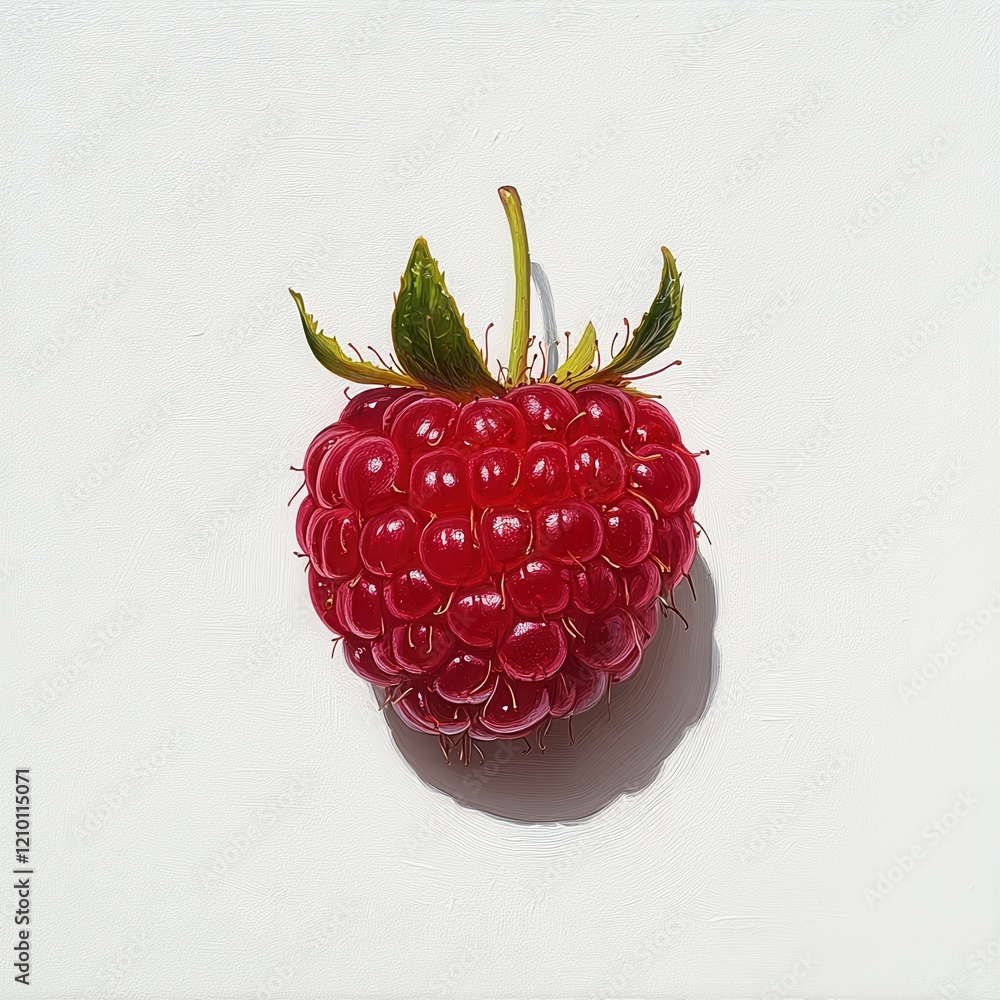 Poster Fresh raspberry showcasing vibrant color and intricate details on a clean background