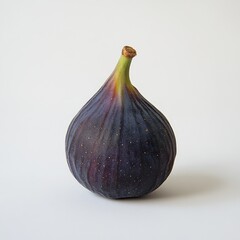 Obraz premium Fresh purple fig with soft skin displayed on a neutral background in natural light, emphasizing its organic beauty and texture