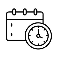 calendar clock combo icon, calendar clock combo line art - simple line art of calendar clock combo, perfect for calendar clock combo logos and icons