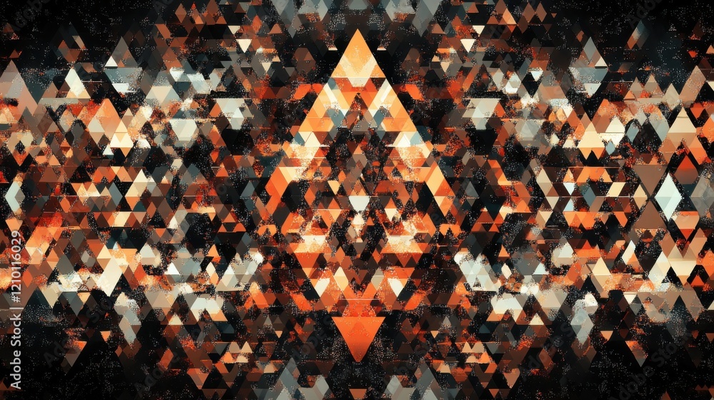 Poster a very colorful abstract design with triangles