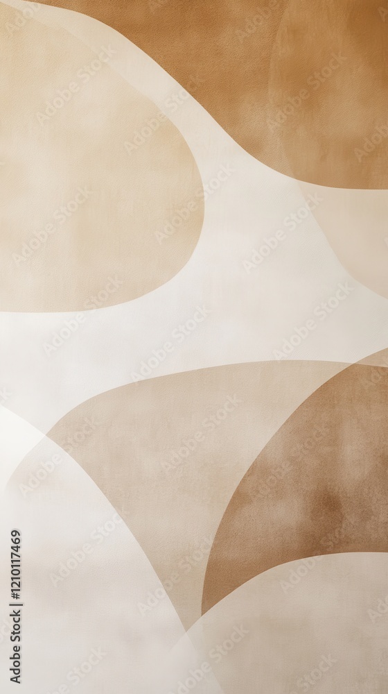 Aufkleber Neutral-toned minimalist design featuring soft curves and layered shapes in a warm color palette