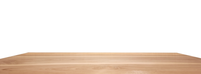 light-toned, smooth wooden tabletop at foreground isolated on background with clipping path. concept design use for architecture, interior, decorate, advertisement or presentation, display products.