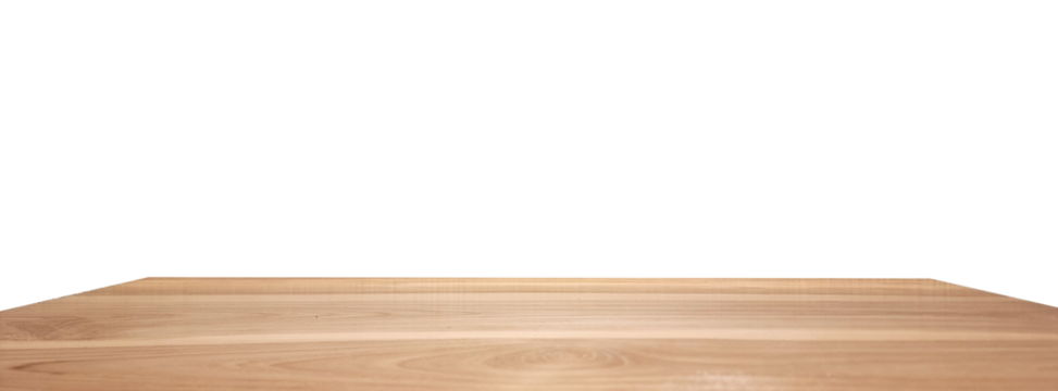 light-toned, smooth wooden tabletop at foreground isolated on background with clipping path. concept design use for architecture, interior, decorate, advertisement or presentation, display products.