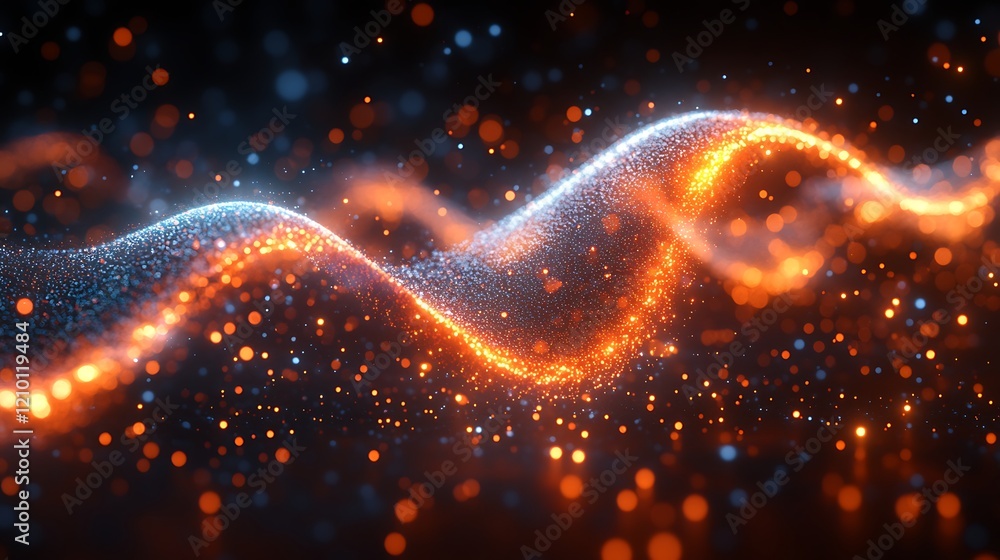 Poster abstract energy flow: a mesmerizing abstract artwork showcasing a vibrant wave of shimmering particl