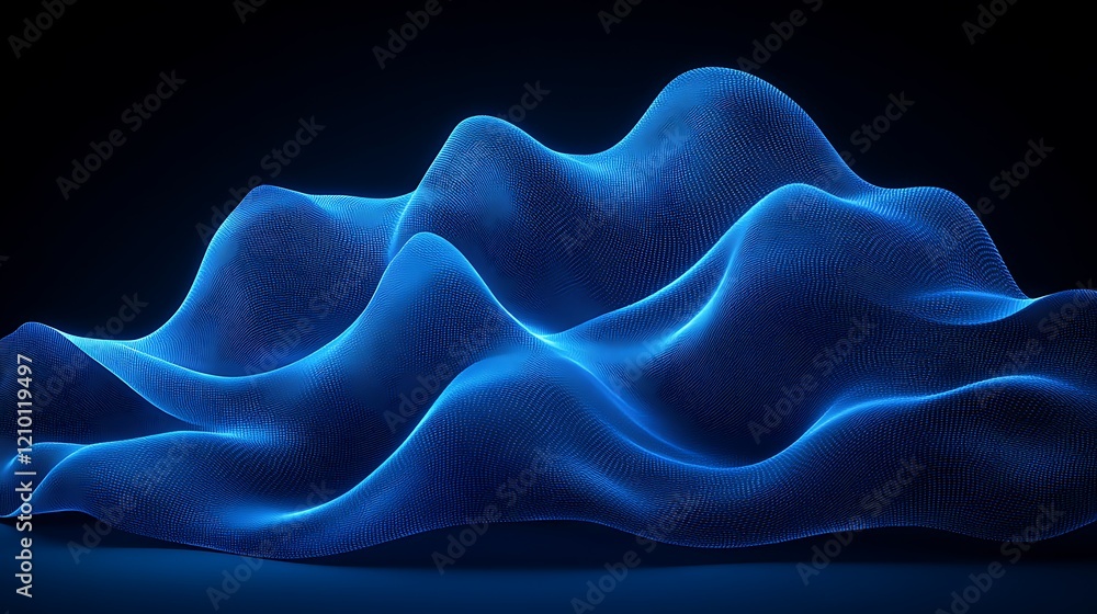 Poster abstract blue waves: a captivating abstract image of swirling blue waves, with a dramatic dark backd