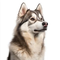 Fototapeta premium majestic Alaskan Malamute with thick coat and striking features, showcasing its strong northern breed characteristics. This dog exudes confidence and loyalty