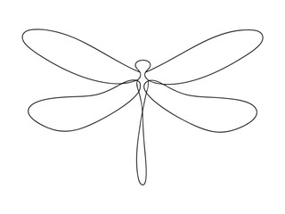 Dragonfly continuous one line art drawing of outline. vector illustration