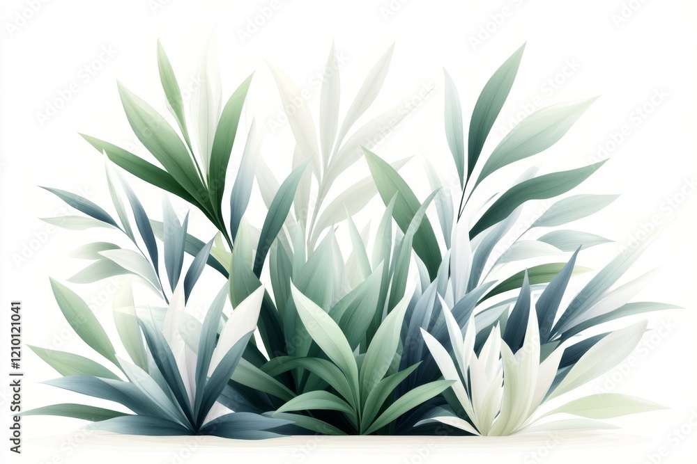 Poster A flat design of a yucca tree with soft gradients, depicted in a minimalist style on a white background
