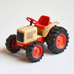 Obraz premium Detailed toy tractor with bright red wheels ideal for imaginative play and collection