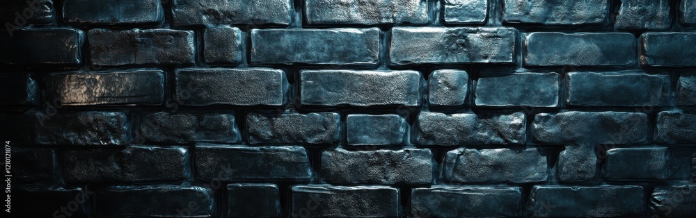 Fototapete deep charcoal gray brick wall with subtle hints of texture illuminated by soft light