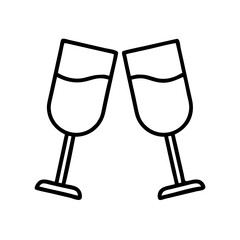 champagne glass icon, champagne glass line art - simple line art of champagne glass, perfect for champagne glass logos and icons