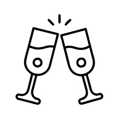 champagne glass icon, champagne glass line art - simple line art of champagne glass, perfect for champagne glass logos and icons