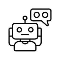 chatbot icon, chatbot line art - simple line art of chatbot, perfect for chatbot logos and icons