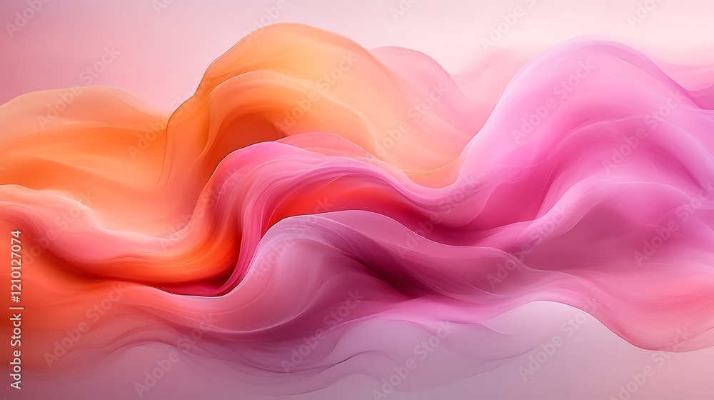 Poster abstract pink and orange flow: a mesmerizing abstract artwork featuring swirling, flowing forms in s