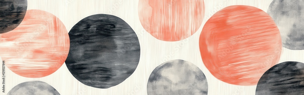 Poster soft pencil strokes create playful circles in pastel coral and contrasting darker shades on a textur