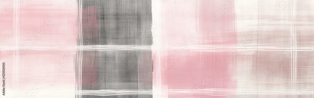 Poster Muted gray and soft pink grid patterns created with smooth pencil strokes for an artistic touch