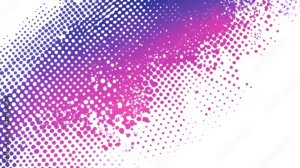 Poster vibrant magenta transitions into electric blue with a dotted texture creating an eye-catching abstra
