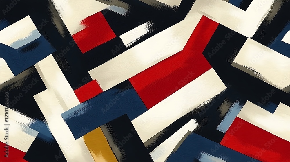 Poster abstract geometric pattern: a captivating abstract geometric pattern, where bold red, blue, and gold
