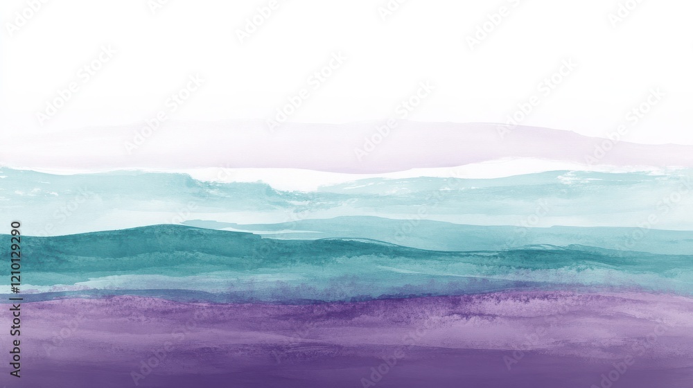 Poster Large fields of minimalist pencil strokes create serene landscape in pastel hues with smooth gradients