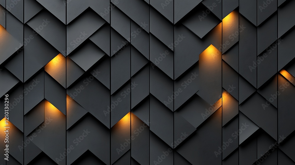 Aufkleber illuminated geometric pattern: abstract dark grey geometric shapes create a textured, chevron patter