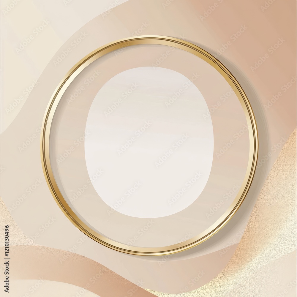Poster minimalist geometric gold illustration featuring a circular frame on a soft background of warm tones