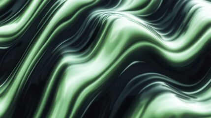 Obraz premium Abstract flowing waves in shades of green and black create a dynamic visual texture, evoking a sense of movement and depth in design