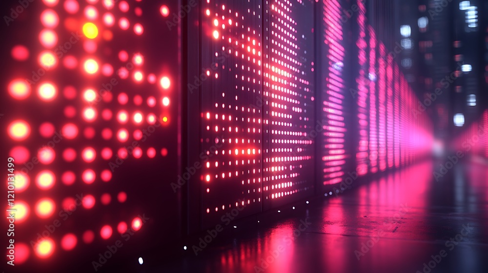 Aufkleber neon matrix: a mesmerizing and futuristic display of glowing red and pink lights in a grid pattern, 