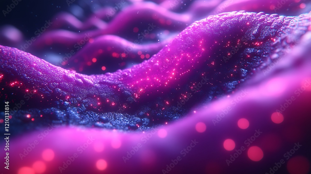 Poster abstract purple nebula: a mesmerizing abstract image of a vibrant purple nebula, shimmering with red