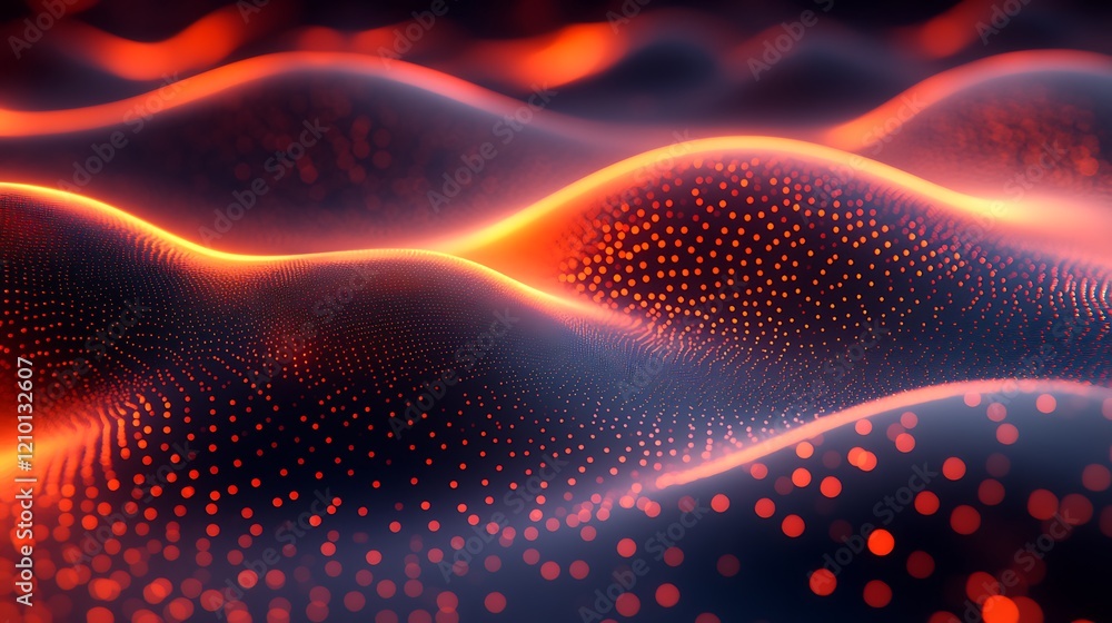 Poster abstract digital landscape: an ethereal abstract landscape rendered in vibrant hues of red and orang