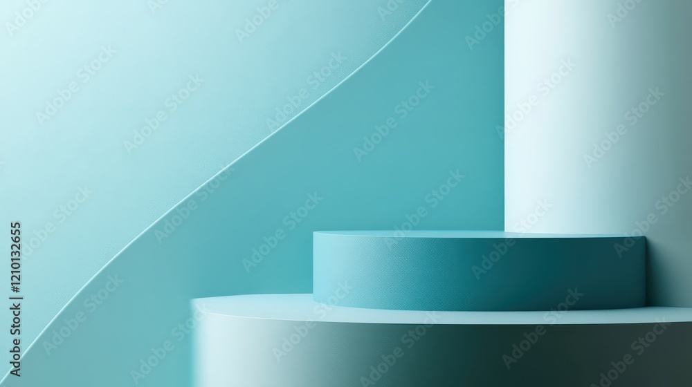 Poster elegant gradient design blending soft aqua tones with smooth geometric shapes for a modern aesthetic