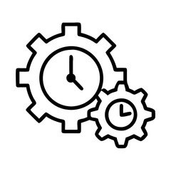 clock with gears icon, clock with gears line art - simple line art of clock with gears, perfect for clock with gears logos and icons