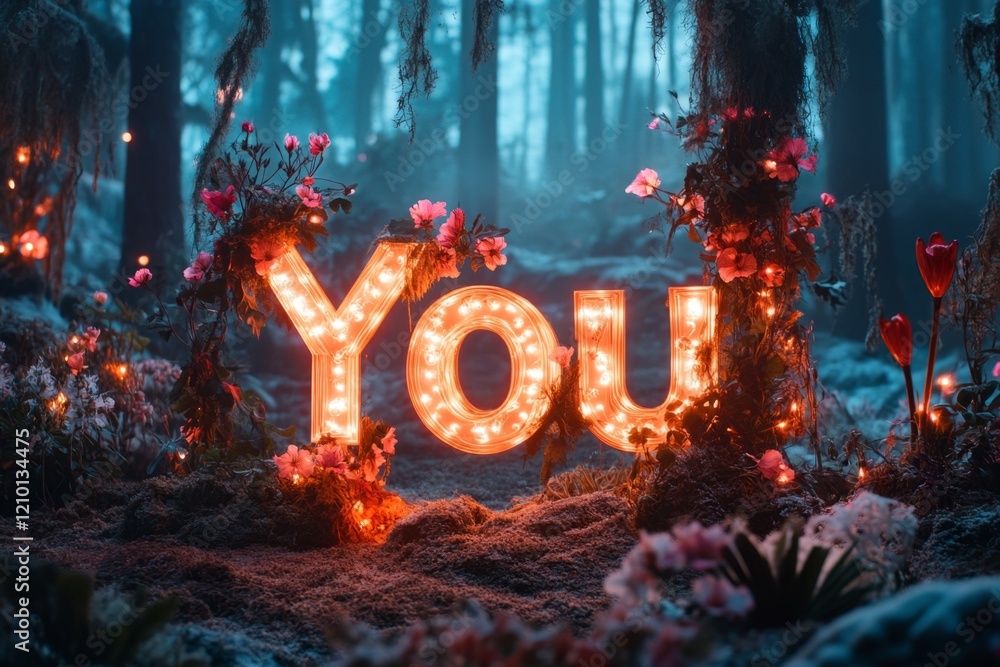 Poster A magical forest setting with 