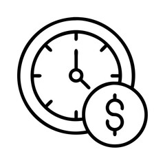 clock with money icon, clock with money line art - simple line art of clock with money, perfect for clock with money logos and icons