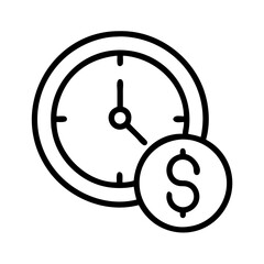 clock with money icon, clock with money line art - simple line art of clock with money, perfect for clock with money logos and icons