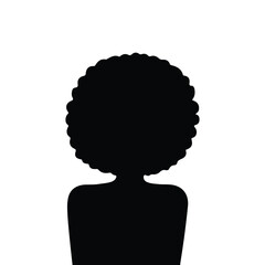 Black Woman Minimalist Design, Back View with Big Round Hair. Celebrating African Beauty, Empowerment, and Cultural Heritage.