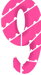 pink heart with pink ribbon number nine 