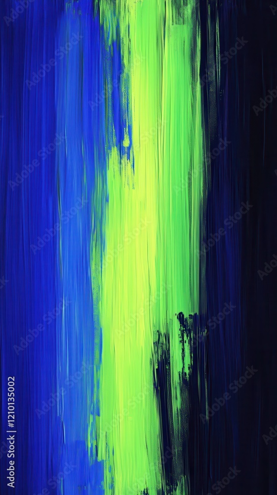 Aufkleber bold vertical streaks of cobalt blue with striking green highlights creating a vivid abstract compos