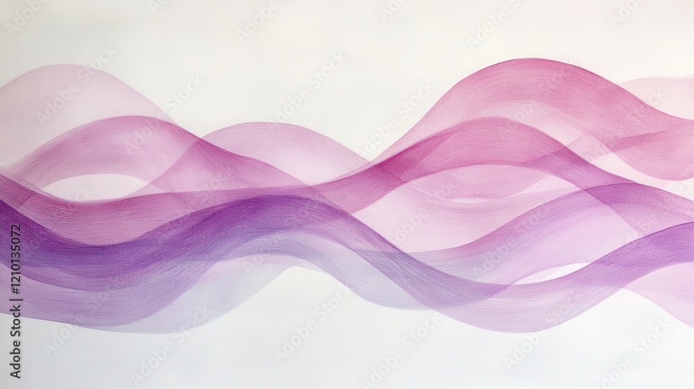 Aufkleber Abstract pencil strokes create flowing waves of pastel pink against a soft background in a dynamic artistic expression