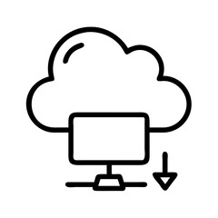 cloud computing icon, cloud computing line art - simple line art of cloud computing, perfect for cloud computing logos and icons
