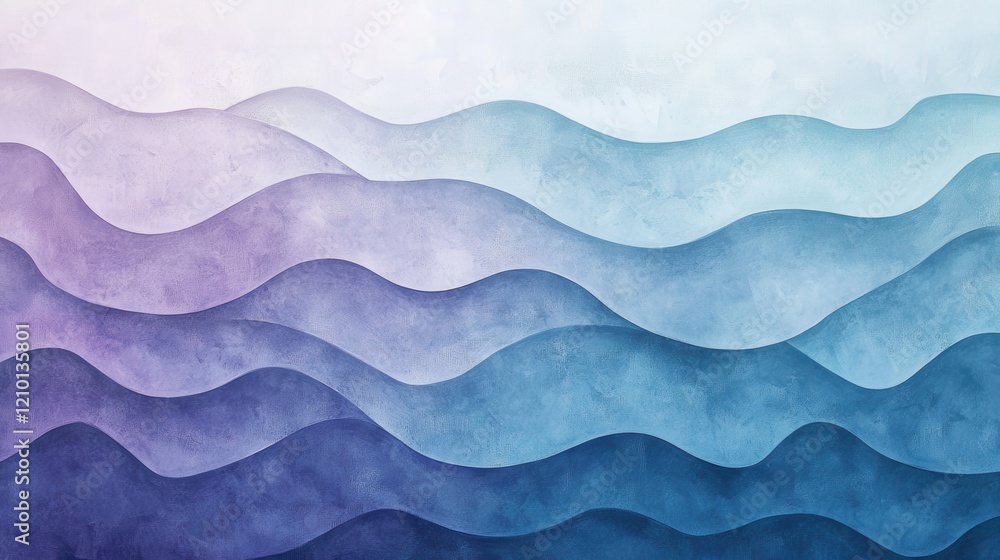 Poster vibrant gradient of abstract pencil strokes creating flowing wave patterns in shades of blue and pur