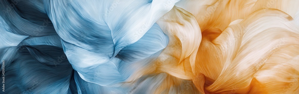Poster vibrant abstract pencil strokes create dynamic forms in contrasting colors of blue and orange