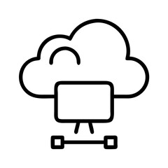cloud computing icon, cloud computing line art - simple line art of cloud computing, perfect for cloud computing logos and icons