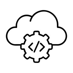 cloud development icon, cloud development line art - simple line art of cloud development, perfect for cloud development logos and icons
