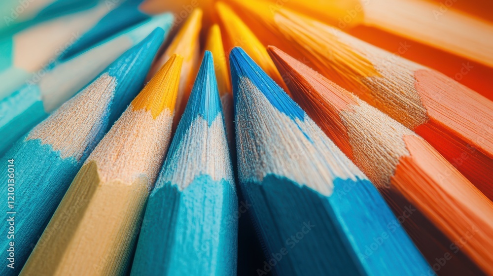 Poster colorful gradient of abstract pencil strokes creating a vibrant artistic display with varying shades