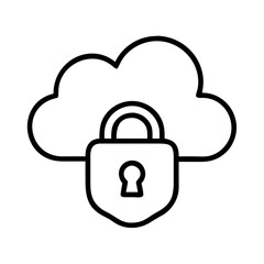 cloud security icon, cloud security line art - simple line art of cloud security, perfect for cloud security logos and icons